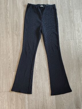 Black Ribbed Flare Pants